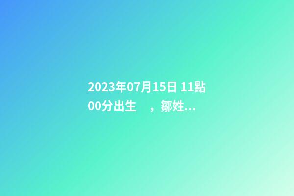 2023年07月15日 11點00分出生，鄒姓起什么名字好聽？名字要八字
